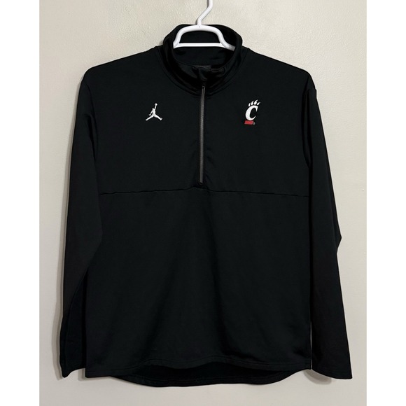 Nike Air Jordan Men's Medium Cincinnati Bearcats Black 1/4 Zip Pullover - Picture 2 of 5